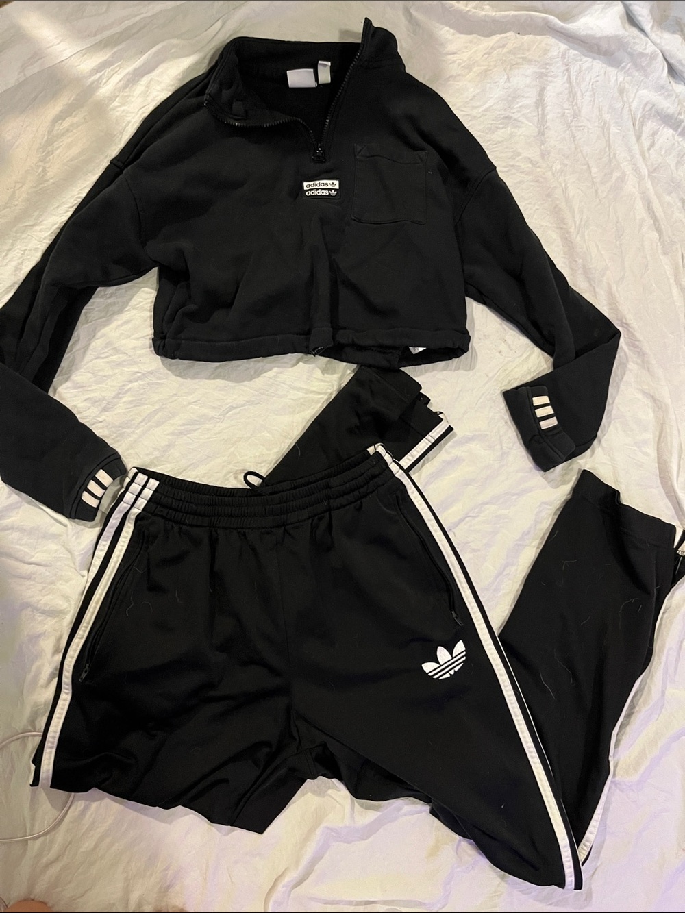 adidas Black Kids Sweatpants with White Side Stripes
